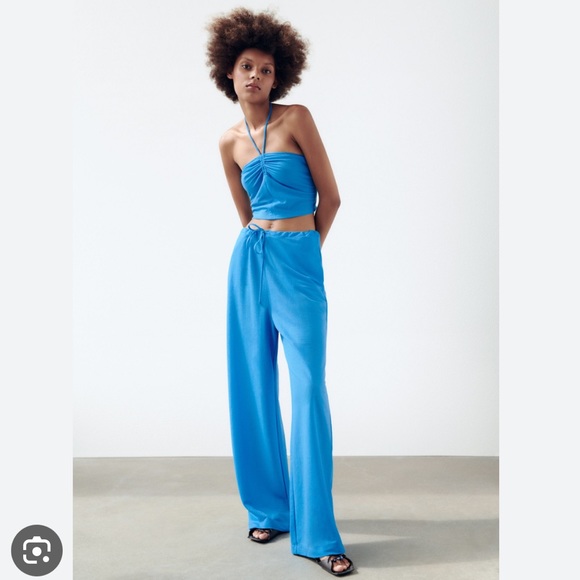 Zara Wide Leg Trousers Linen Style - Picture 4 of 10